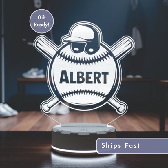 Baseball LED Night Light – Custom Sports Decor for Any Room - Picture 1 of 8